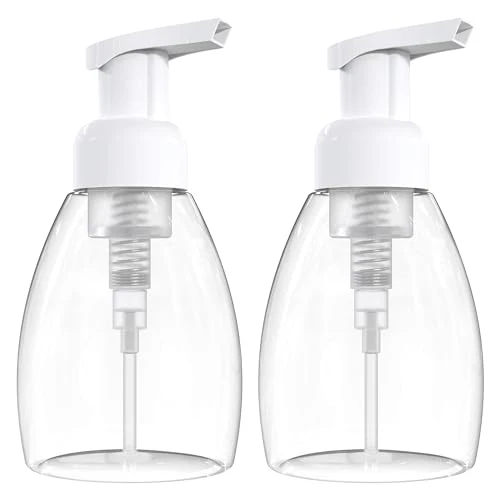BRIGHTFROM Foaming Soap Dispenser Pump Bottles - Non-Toxic, Clear, Refillable, 8oz Pack of 2