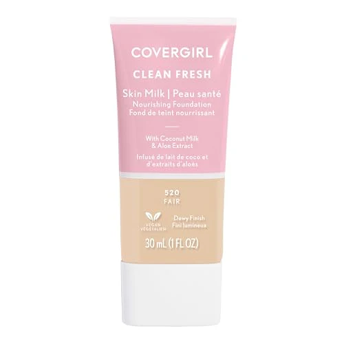 COVERGIRL Skin Milk Foundation - Nourishing Coconut & Aloe, 100% Vegan - Fair, 1 Fl Oz