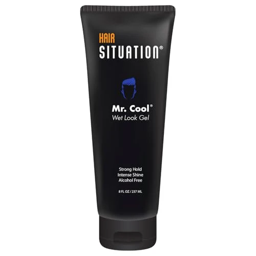 Hair Situation Mr. Cool Wet Look Hair Gel - Strong Hold, High Shine, Alcohol-Free - 8 FL Oz