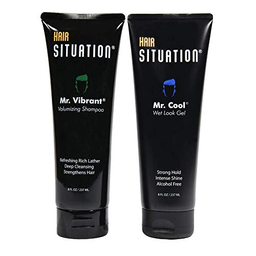 Hair Situation Mr. Cool Hair Care Set - Strong Hold Gel, Volumizing Shampoo for Fine Hair