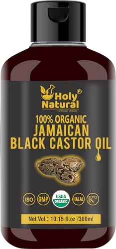 Holy Natural Organic Jamaican Black Castor Oil - Strengthens Hair, Nourishes Scalp - 10.15 fl oz
