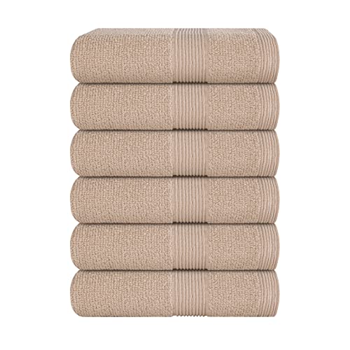 GLAMBURG Hand Towel Set - Ultra Soft, Highly Absorbent, 100% Cotton - Coral Orange, 6-Piece 16x28 - Image 2