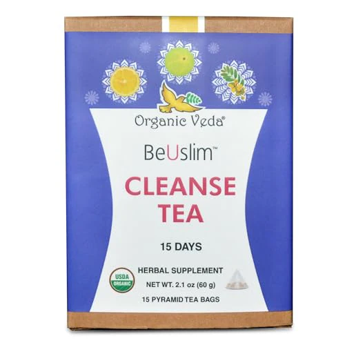 Organic Veda BeUslim Cleanse Tea - Natural Detox & Digestive Support - 15 Herbal Tea Bags