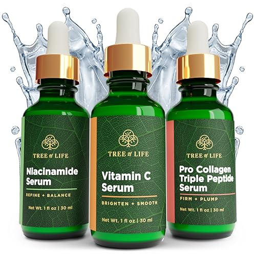 Tree of Life Skin Care Set - Brightening, Firming, Hydrating, Dermatologist Tested - 3x1Fl oz