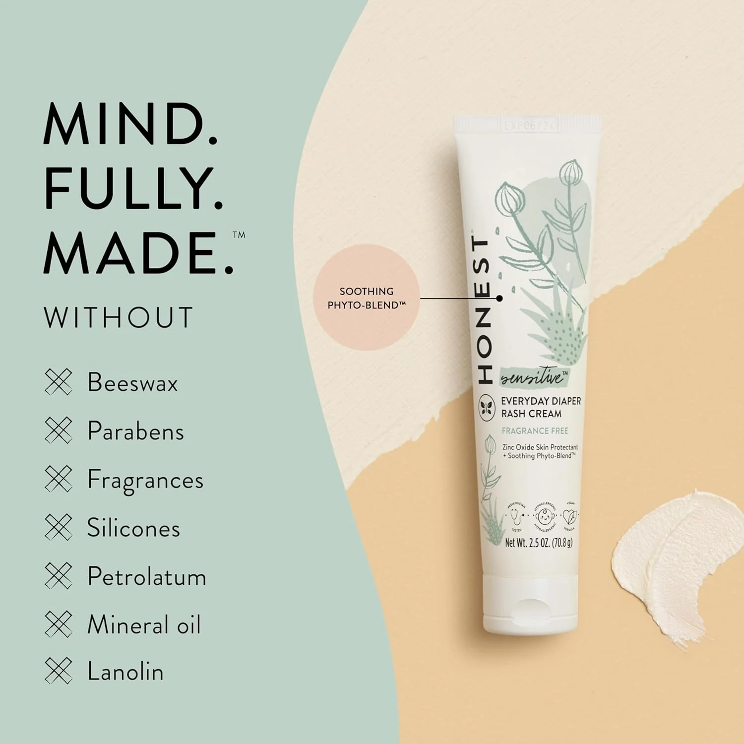 The Honest Company Diaper Rash Cream - Calming Zinc Oxide, NEA Recognized, Hypoallergenic - 2.5oz - Image 5