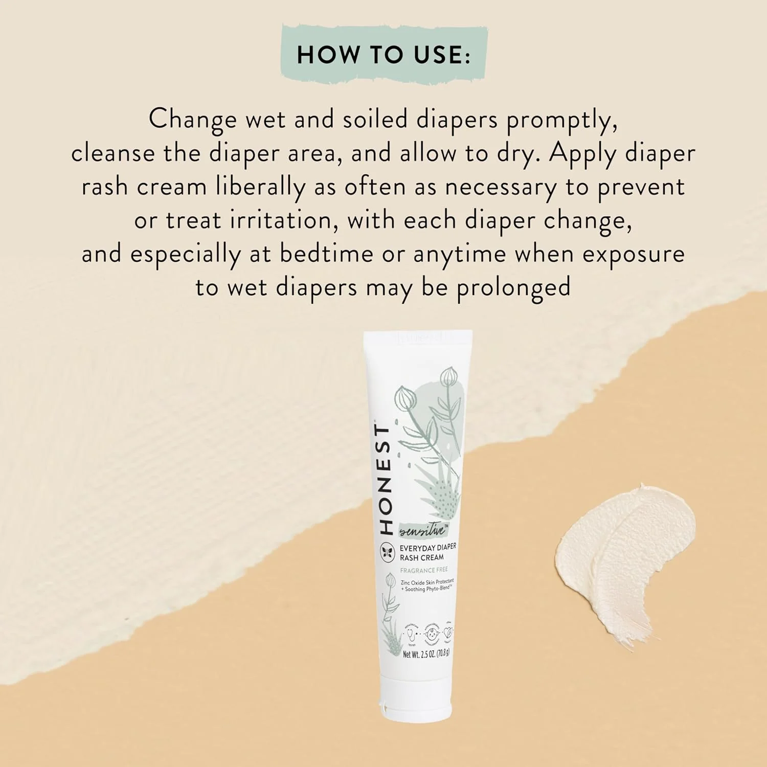 The Honest Company Diaper Rash Cream - Calming Zinc Oxide, NEA Recognized, Hypoallergenic - 2.5oz - Image 6