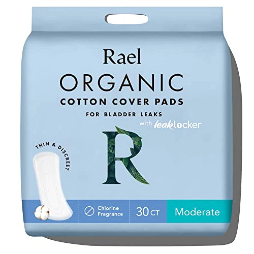 Rael Incontinence Pads - Organic Cotton, Heavy Absorbency, Leak Guard, Long Length - 30 Count