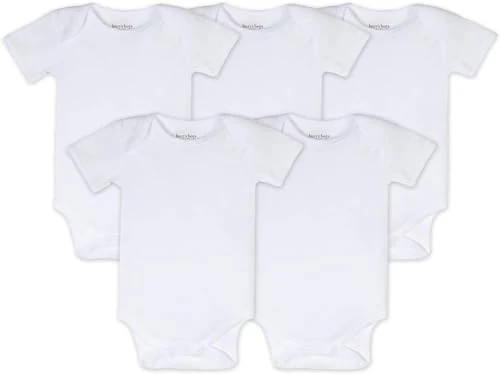 Burt's Bees Baby Bodysuit 5-Pack - Soft Organic Cotton, Lap Shoulder Design, Easy Care