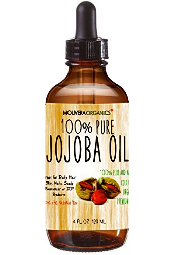 Molivera Organics Jojoba Oil - 100% Pure, Cold Pressed, Therapeutic - 4 Fl Oz for Skin & Hair