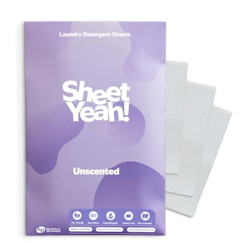 Sheet Yeah! Laundry Detergent Sheets - Powerful, Hypoallergenic Formula, Unscented - 20 Sheets