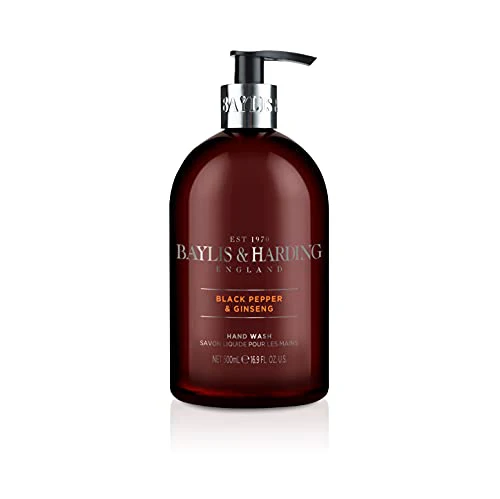 Baylis & Harding Liquid Hand Soap - Rich Black Pepper & Ginseng Scent, Vegan & Recyclable - 16.9oz