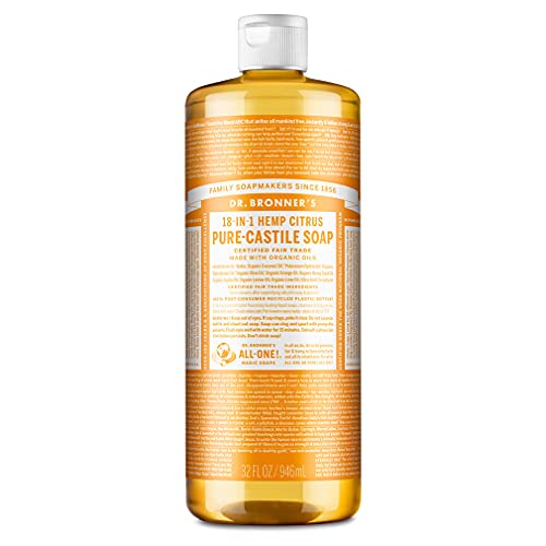 Dr. Bronner's Pure-Castile Liquid Soap - Organic Oils, 18-in-1 Uses, Concentrated, 32oz
