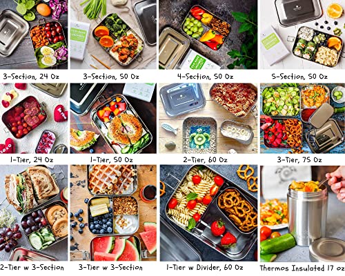 ecozoi Stainless Steel Lunch Box - Leak Proof, BPA-Free, Bonus Pod, 60oz Capacity - Image 2