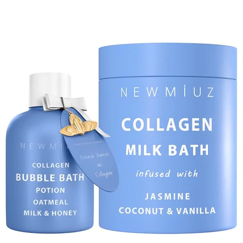 New Miuz Bath & Body Gift Set - Collagen Bubble Bath & Coconut Milk, Vegan & Cruelty-Free - 2 Pack