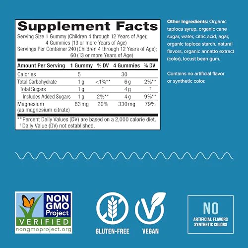 Natural Vitality Calm Magnesium Citrate Gummies - Stress Relief, Vegan & Non-GMO, Orange - 240 Count - Image 3