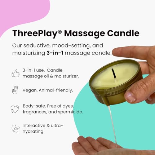 Lovability ThreePlay Massage Candle - Mood-Setting, Moisturizing Oil, Natural Ingredients - 2oz - Image 4