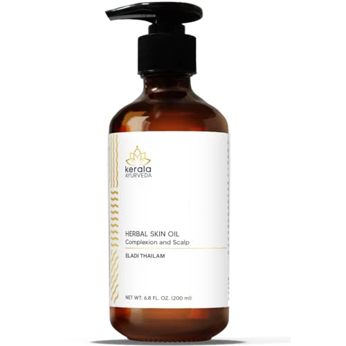 Kerala Ayurveda Herbal Skin Oil - Promotes Radiant Skin & Scalp Health, 100% Natural - 6.76 Fl Oz
