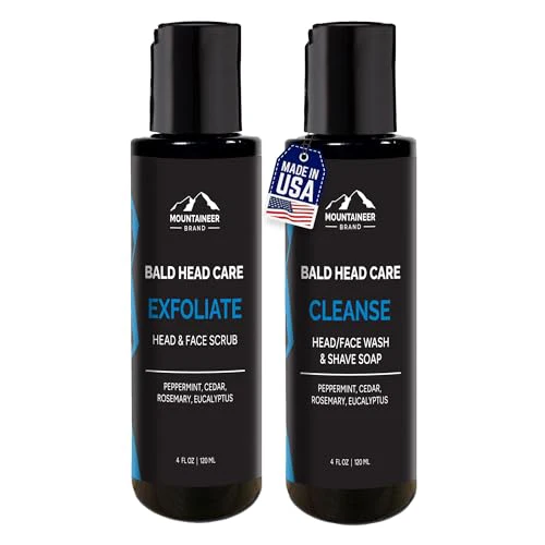 Mountaineer Brand Men's Grooming Set - Exfoliating Scalp & Face Scrub, Hydrating Shave Soap - 8oz