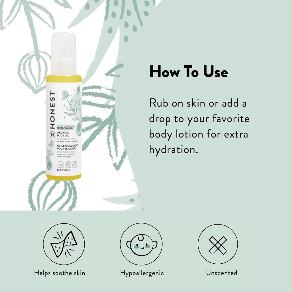 The Honest Company Body Oil - Soothes Dry Skin, Plant-Based, Hypoallergenic - 4 fl oz - Image 6