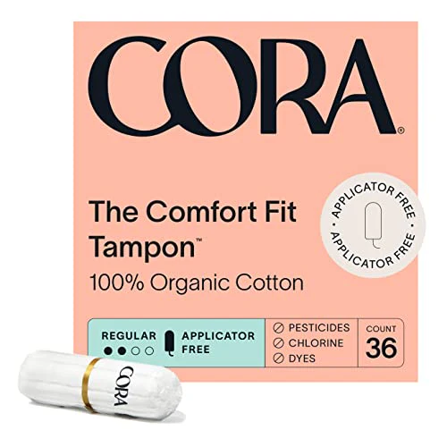 Cora Organic Cotton Non-Applicator Tampons - Ultra-Absorbent, Hypoallergenic, 36 Count - Image 2