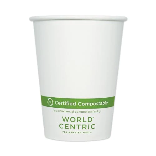 World Centric Compostable Cups - Plant-Based Bio-Lining, 12oz for Hot Beverages - 1000/Carton