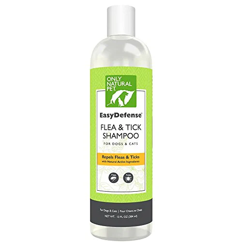 Only Natural Pet Flea & Tick Shampoo - Natural Geraniol & Peppermint Oil for Dogs & Cats - 13oz