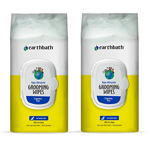 earthbath Hypo-Allergenic Pet Wipes - Moisturizing, Cruelty-Free, Fragrance-Free - 100 Count