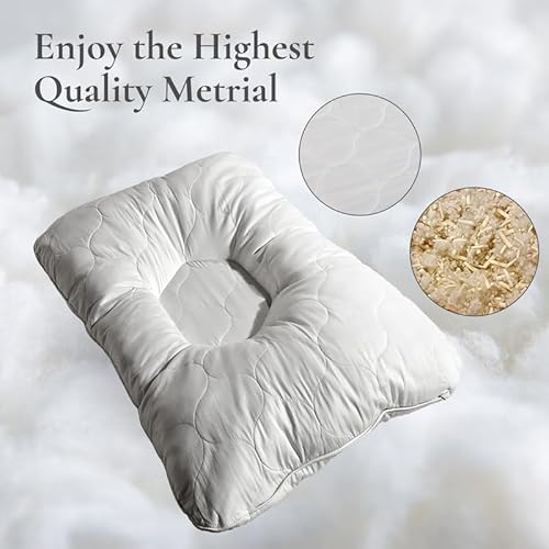 Sleep & Beyond Natural Wool Pillow - Neck & Spine Support, Washable Cotton Case - Queen - Image 2