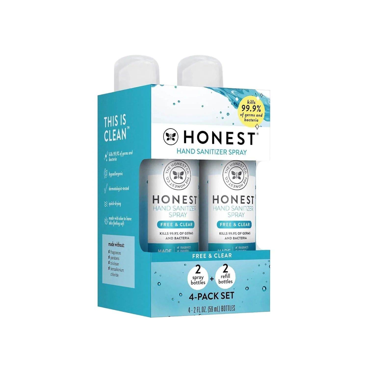 The Honest Company Hand Sanitizer Spray - Kills 99.9% Germs, Hypoallergenic, Moisturizing - 4x2fl oz - Image 9
