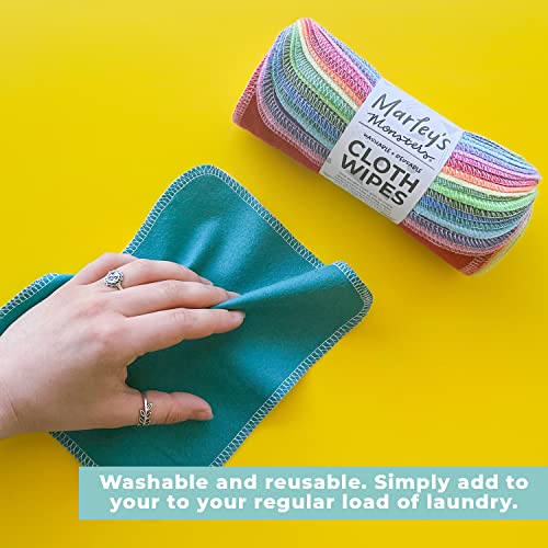 Marley's Monsters Reusable Cloth Wipes - Soft, Absorbent Cotton, Washable - 24 Pack, Surprise Prints - Image 2