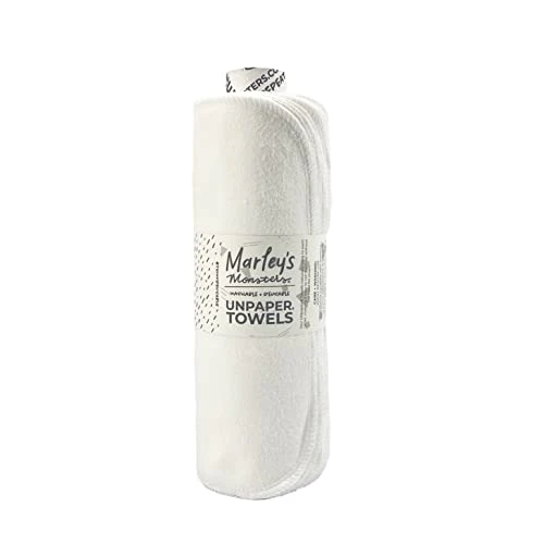 Marley's Monsters UNpaper Towels - Reusable Cotton, High Absorbency, 24 Count Roll