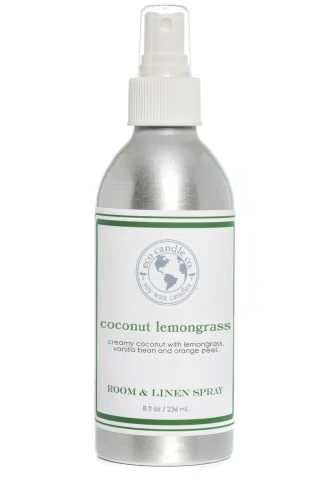 Eco Candle Co. Room & Linen Spray - Freshens with Coconut Lemongrass, Natural Ingredients - 8 oz