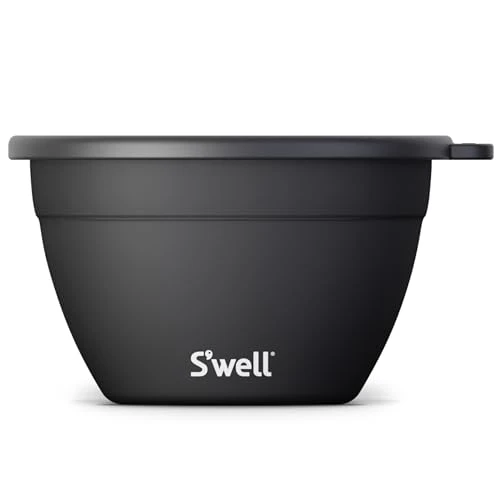 S'well Stainless Steel Salad Bowl Kit - Leak-Proof, Easy to Clean, Includes 2oz Canister - 64oz Onyx