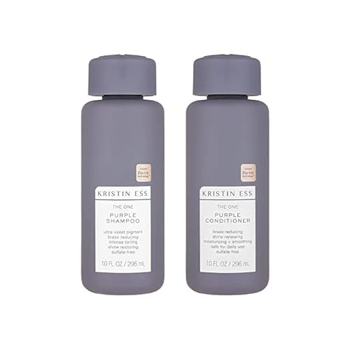 Kristin Ess Hair Purple Shampoo & Conditioner Set - Tones Brass, Moisturizes Color Treated Hair