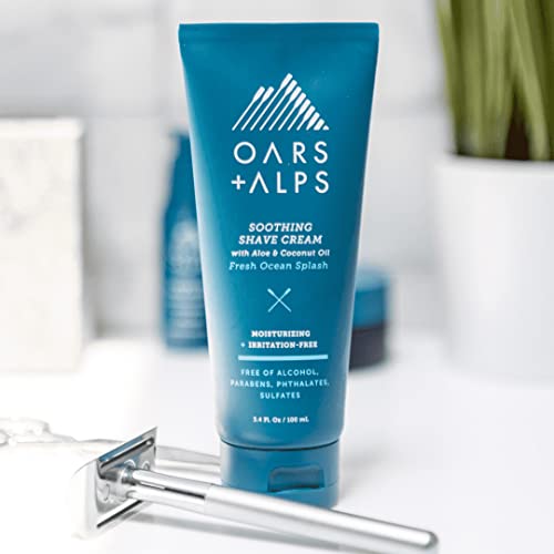 Oars + Alps Men's Shaving Cream - Moisturizing Aloe & Coconut Oil, Fresh Ocean Splash - 3.4 Oz - Image 2