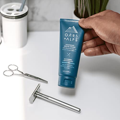Oars + Alps Men's Shaving Cream - Moisturizing Aloe & Coconut Oil, Fresh Ocean Splash - 3.4 Oz - Image 4