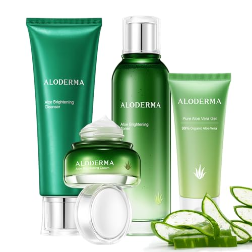 Aloderma Skin Care Set - Brightens Uneven Skin Tone, Reduces Dark Spots - 5 Pieces