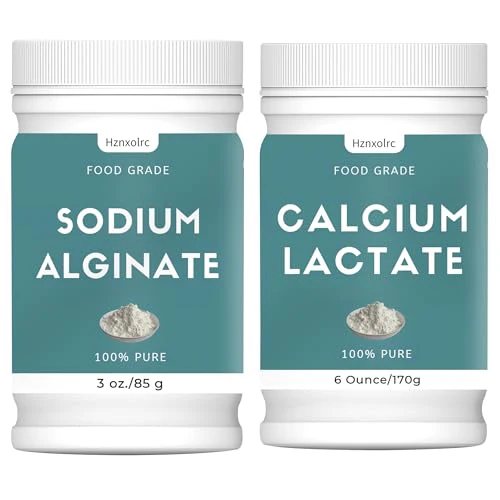 Hznxolrc Sodium Alginate & Calcium Lactate Bundle - Vegan Thickener for Culinary Caviar - 3oz & 6oz