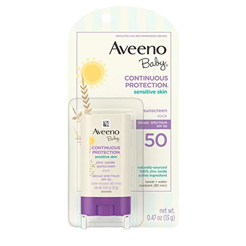 Aveeno Baby Sunscreen Stick - SPF 50, Sensitive Skin Formula, Water-Resistant, 0.47 oz