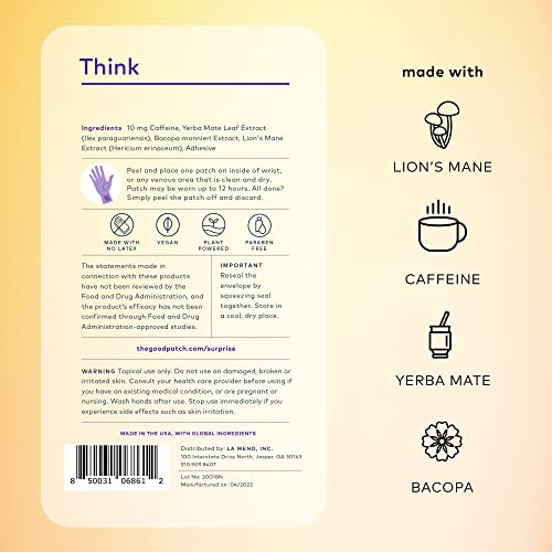 The Good Patch Think Wellness Patch - Focus Support with Caffeine & Plant Extracts - 8 Patches - Image 2
