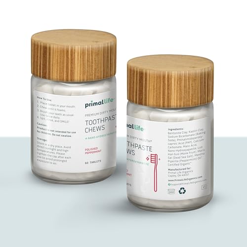 Primal Life Organics Toothpaste Chews - Remineralizing, Whitening, Vegan - Polished Peppermint Jar - Image 2