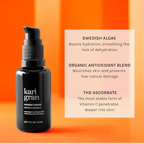 Kari Gran Face Serum - Brightening 10% Vitamin C, Moisturizing Organic Ingredients - 1oz - Image 3