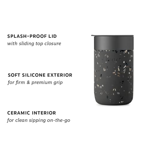 W&P Porter Ceramic Mug - Stylish, Durable Design, BPA-Free Lid, 16oz, Terrazzo Charcoal - Image 3