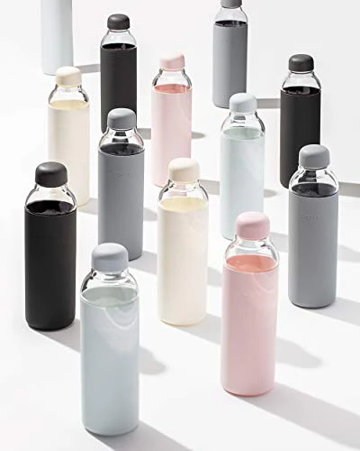 W&P Porter Glass Water Bottle - Healthy Hydration, BPA-Free, Portable, 20oz - Charcoal - Image 3