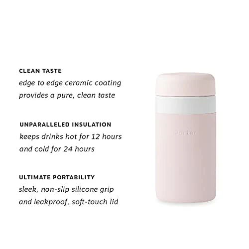 W&P Porter Insulated Bottle - Pure Taste Ceramic Coating, Leakproof, Dishwasher Safe - 12oz Blush - Image 6