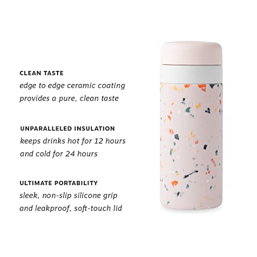 W&P Porter Insulated Water Bottle - Pure Ceramic Coating, Leakproof, 16 oz Blush Terrazzo - Image 5