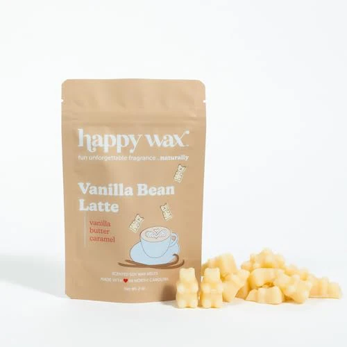 Happy Wax Vanilla Bean Latte Wax Melts - Natural Scent, Non-Toxic, 8oz Pouch