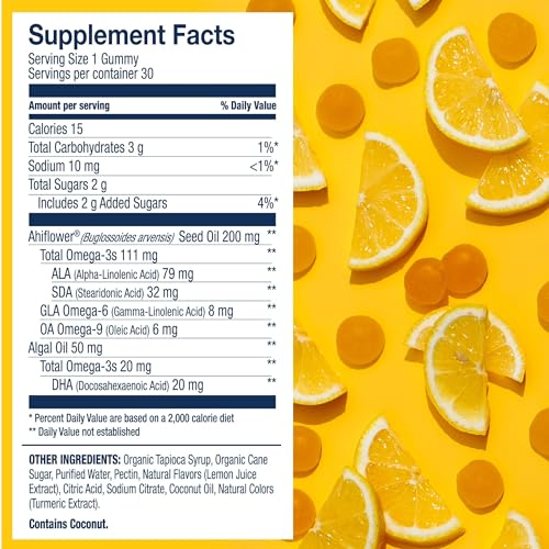 Wiley's Finest Kids Vegan Omega-3 Gummies - DHA & ALA for Kids, Gluten Free, Lemon Flavor - 30ct - Image 3